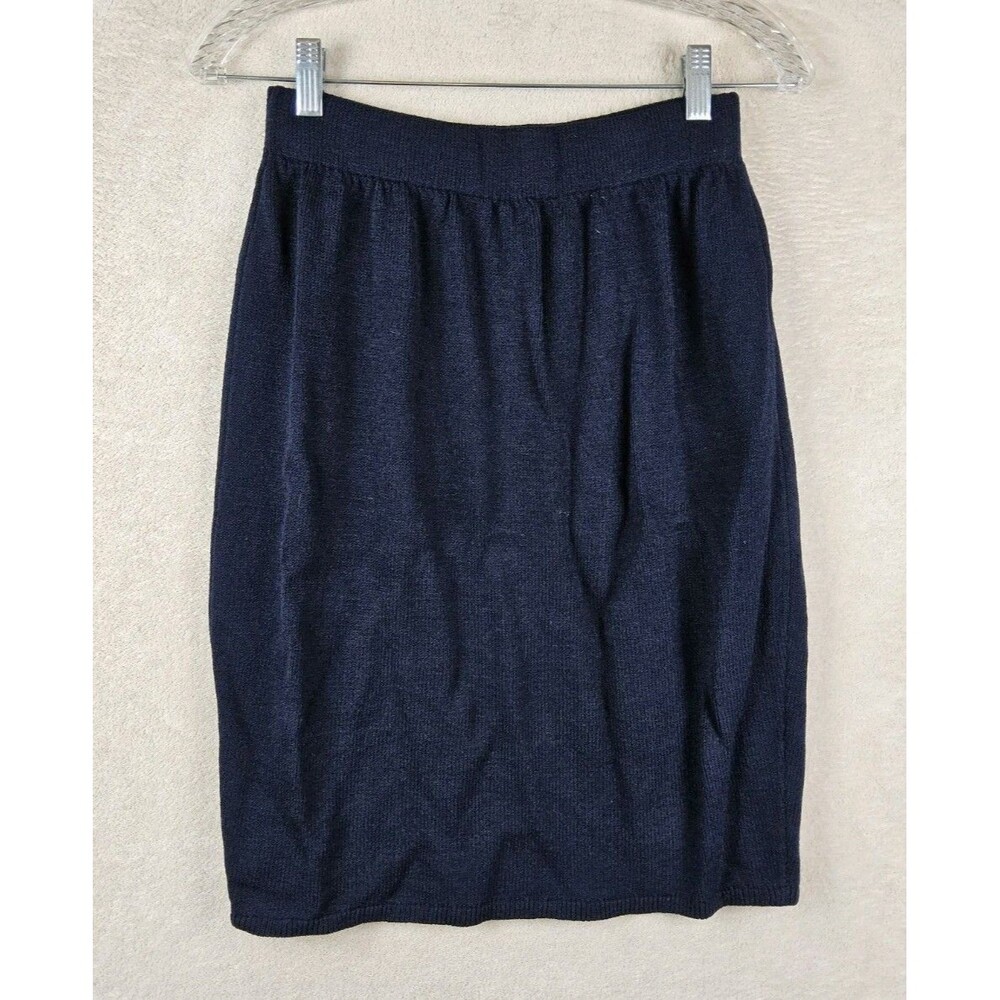 St John Basics Women's Knit Pull On Sweater Skirt Navy Size 6